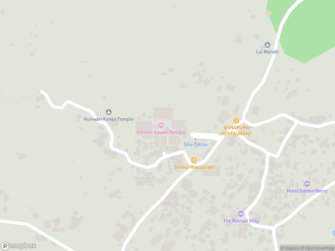 Map showing Dilwara Temples and surrounding area