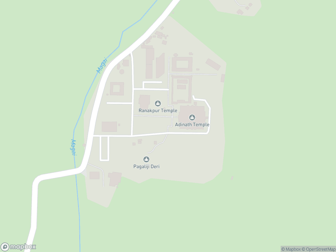 Map showing Ranakpur Jain Temple and surrounding area