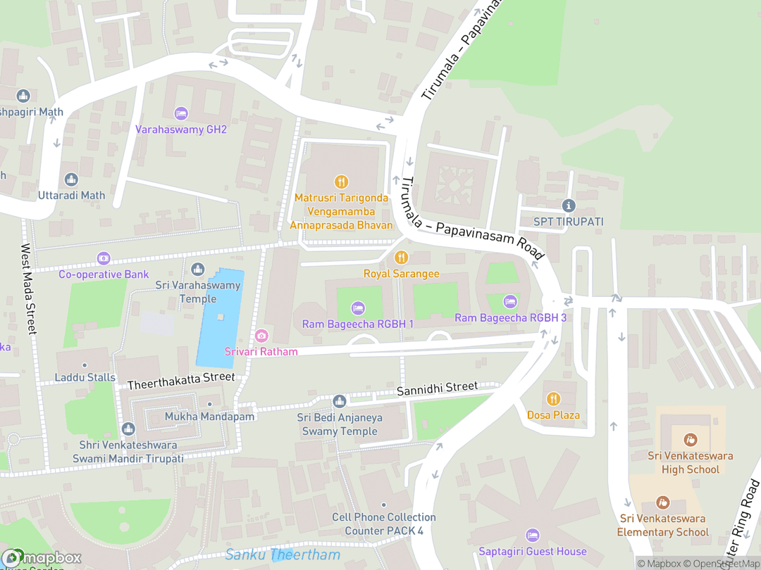 Map showing Sri Venkateswara Temple and surrounding area