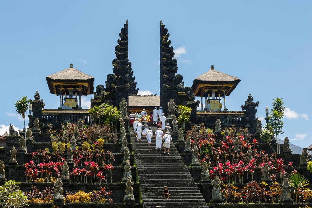 Besakih Temple complex nestled on the slopes of Mount Agung.