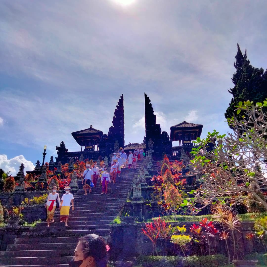 Besakih Temple stairway and split gate, ascending to shrines.