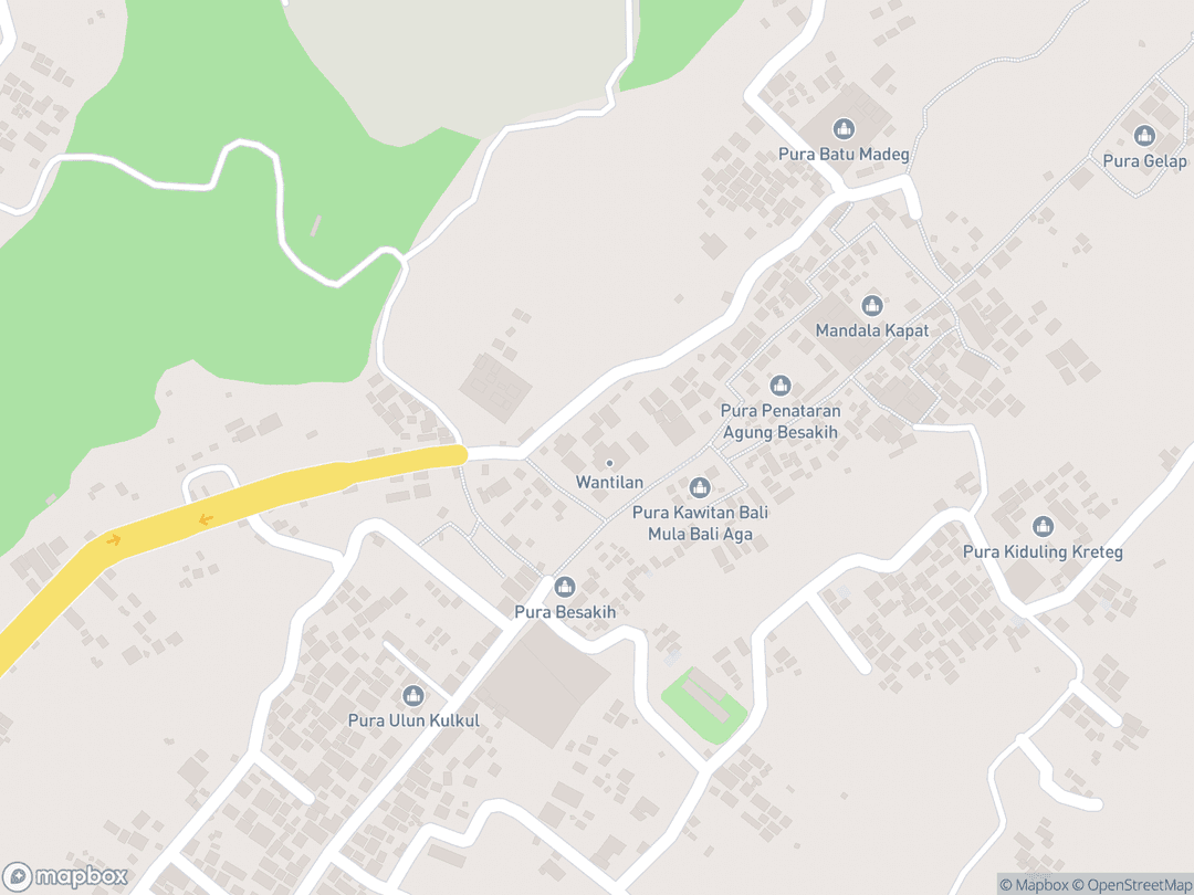 Map showing Besakih Temple and surrounding area