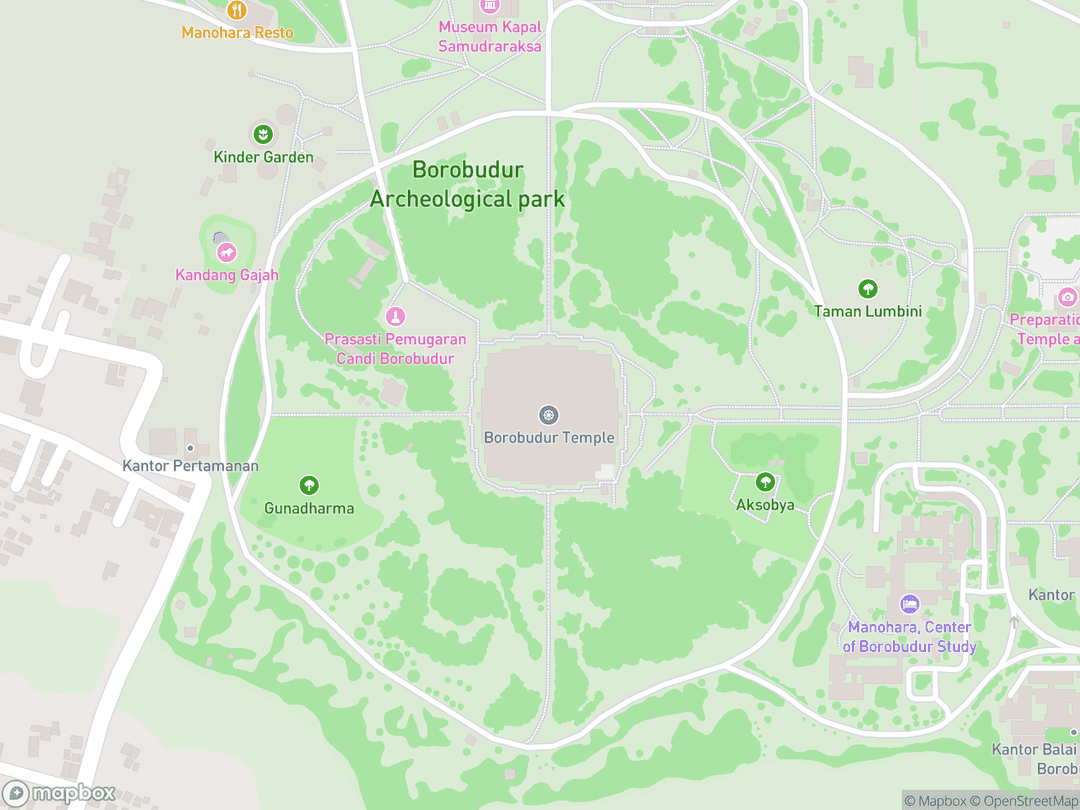 Map showing Borobudur Temple and surrounding area