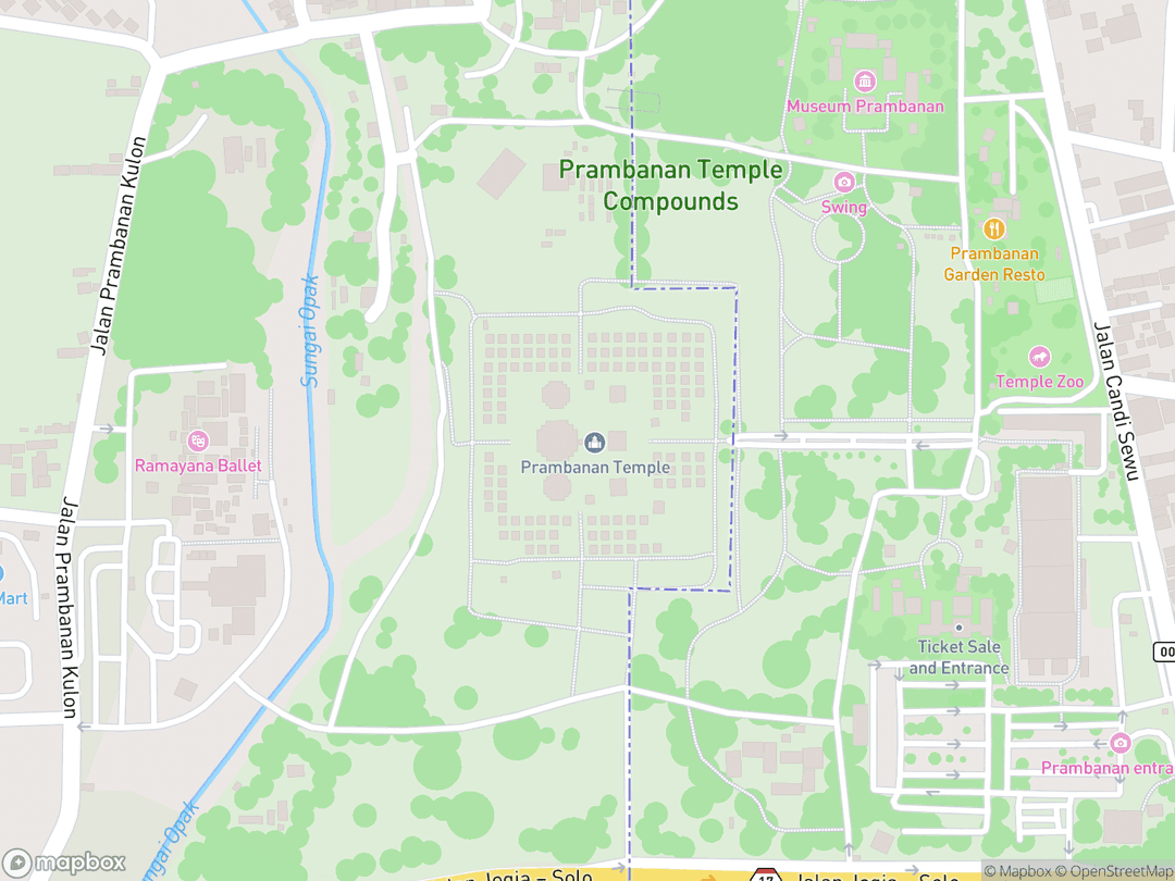 Map showing Prambanan and surrounding area