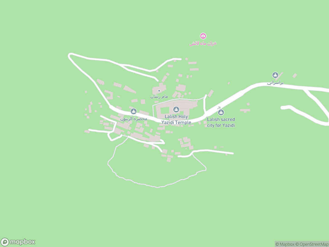 Map showing Lalish and surrounding area