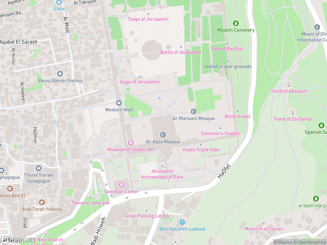 Map showing 阿克薩清真寺 and surrounding area