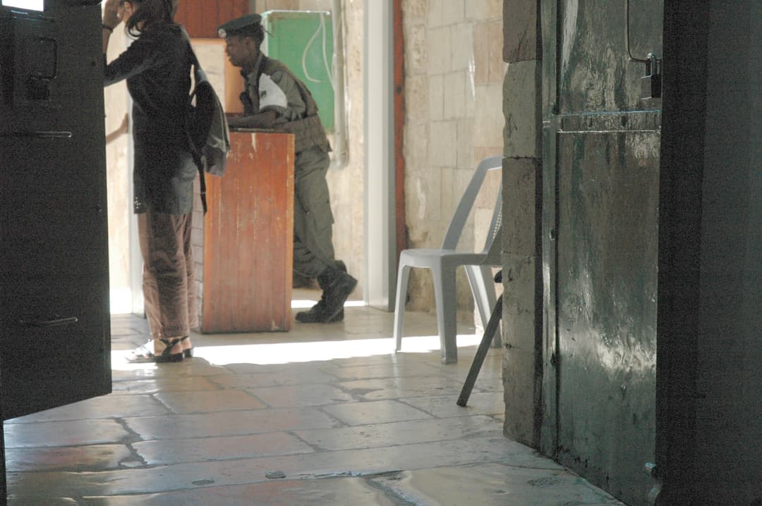 Exterior view of the Cave of the Patriarchs, showcasing its historical architecture.