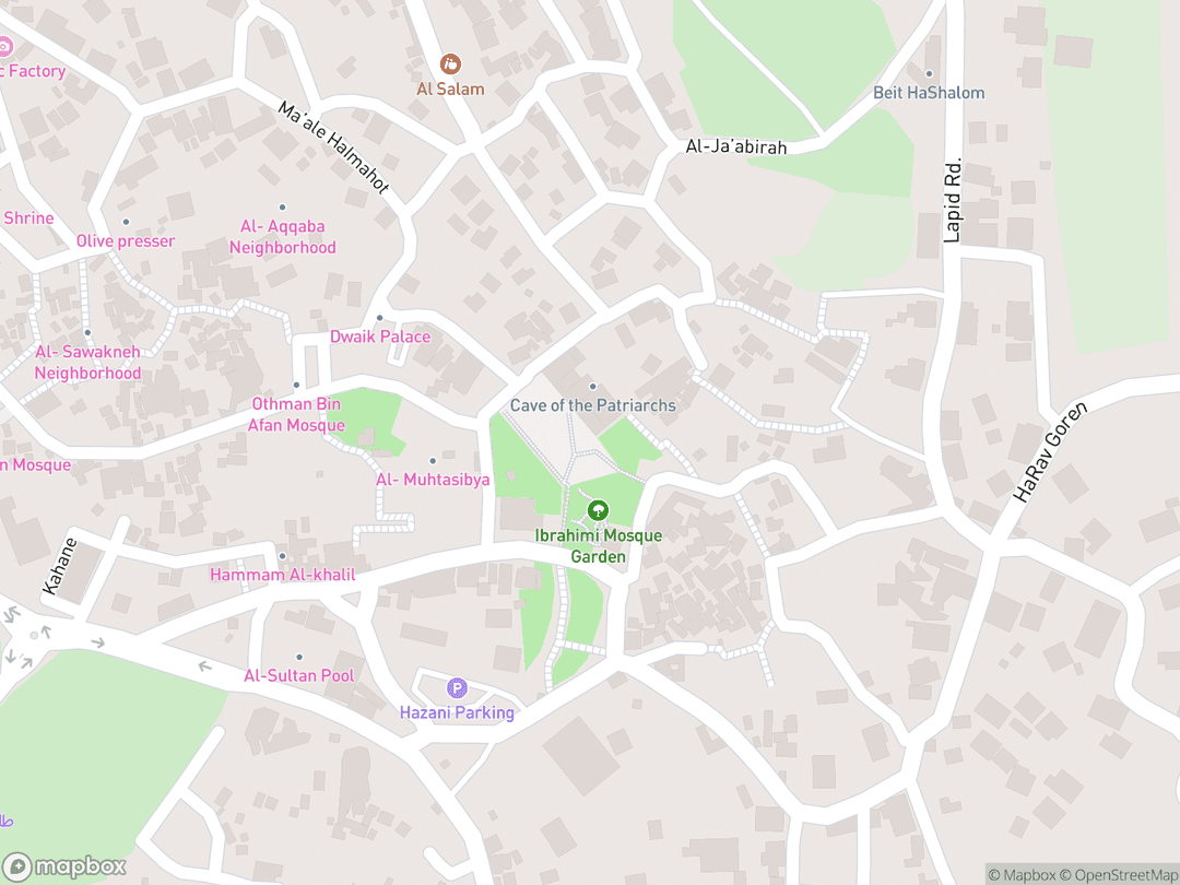 Map showing Cave of the Patriarchs and surrounding area