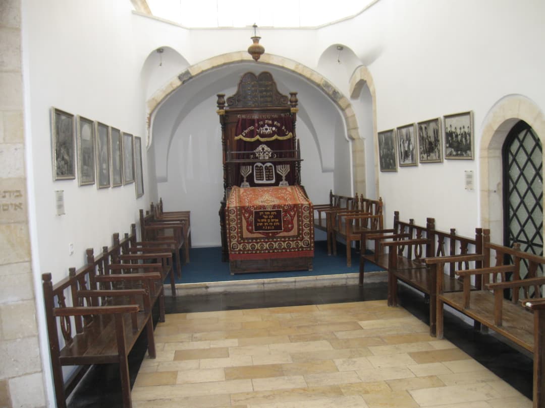 A historic photograph of the synagogues before their restoration.