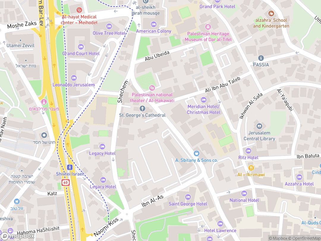 Map showing St. George's Cathedral and surrounding area