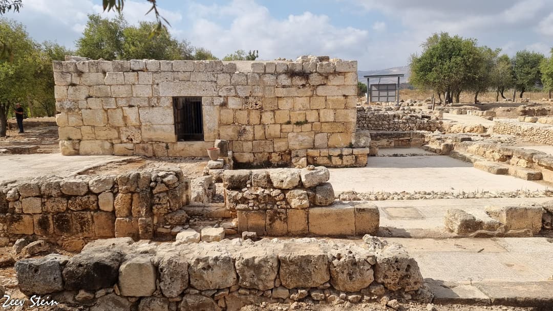 Ancient stone block ruins of the Tabernacle site at Tel Shiloh.