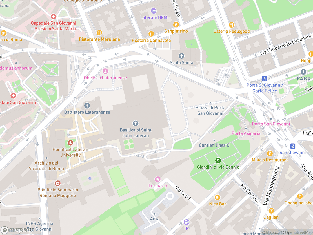 Map showing Archbasilica of Saint John Lateran and surrounding area