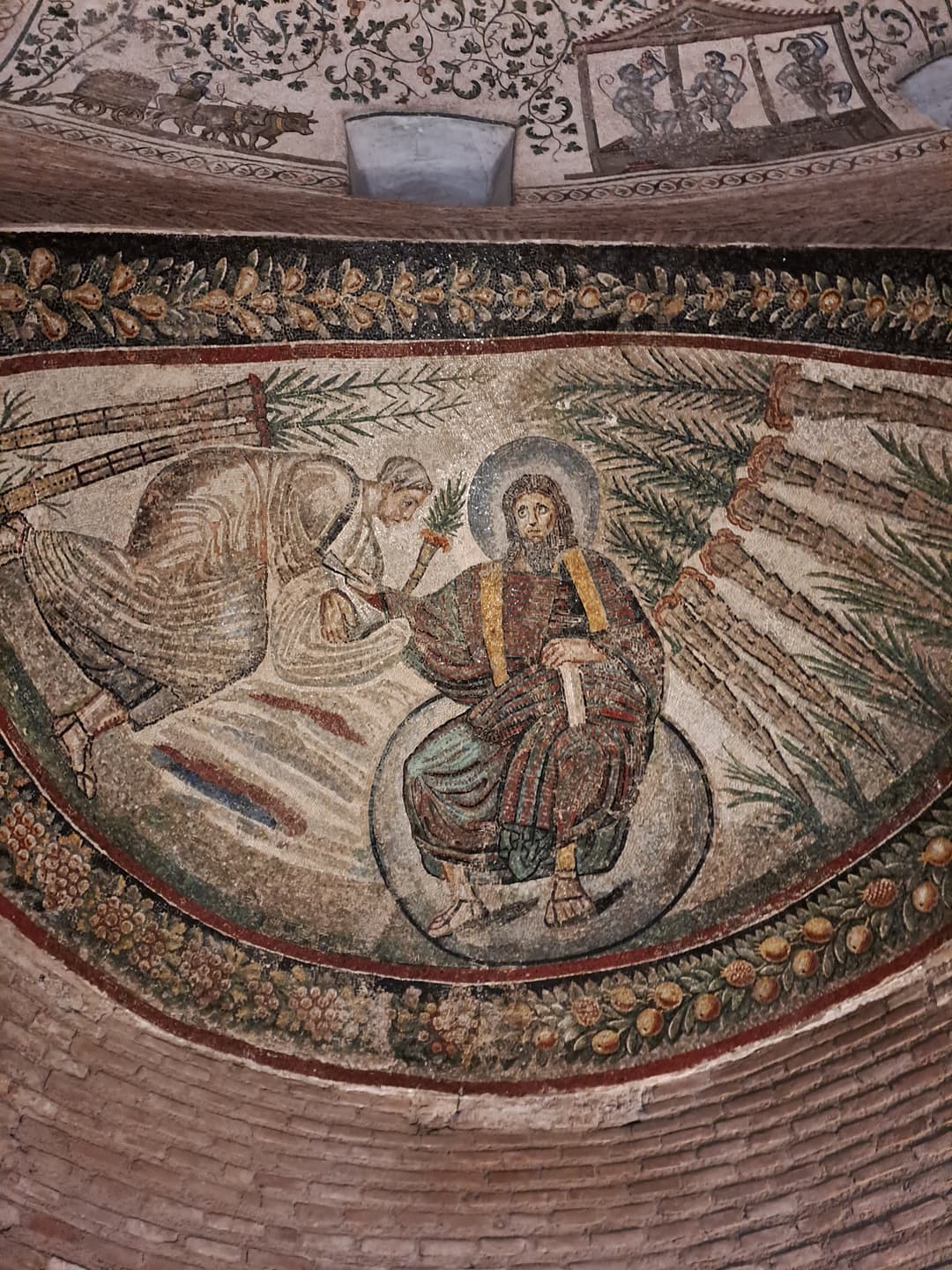 4th-century mosaic of Christ seated on a globe, Santa Costanza, Rome.