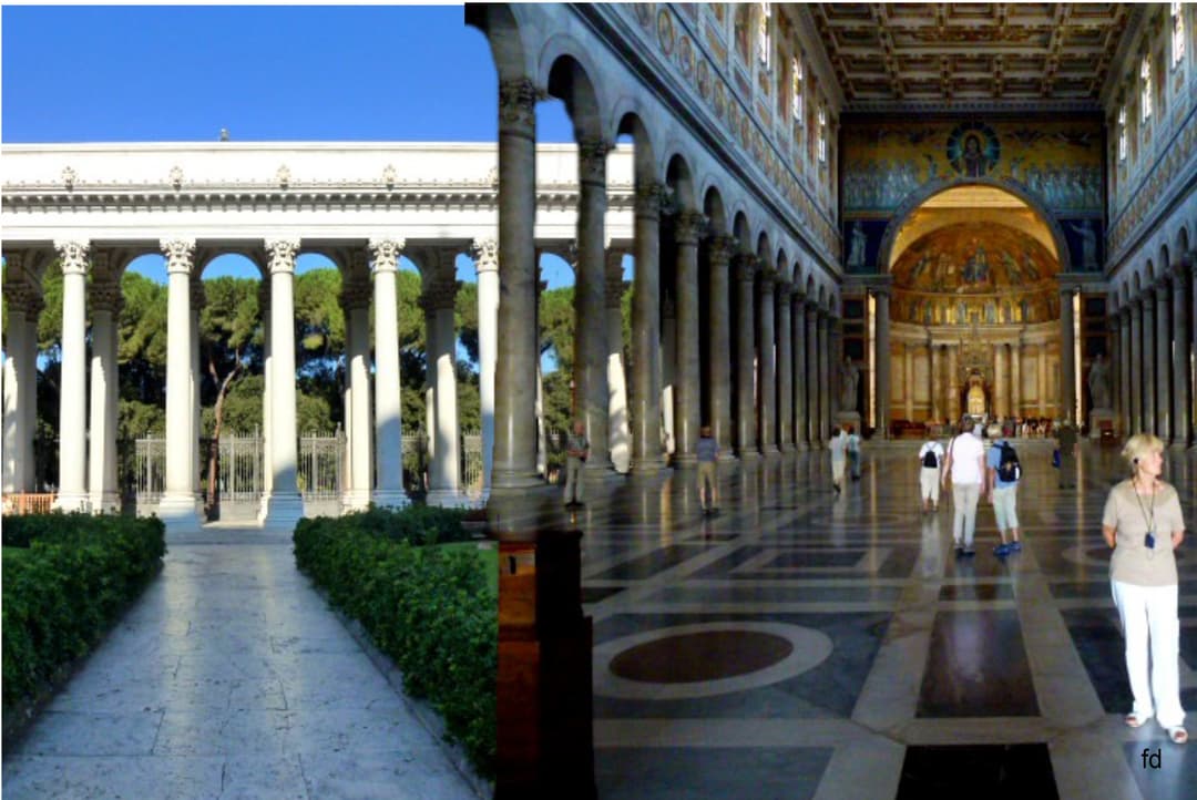Exterior view of the Basilica of Saint Paul Outside the Walls.