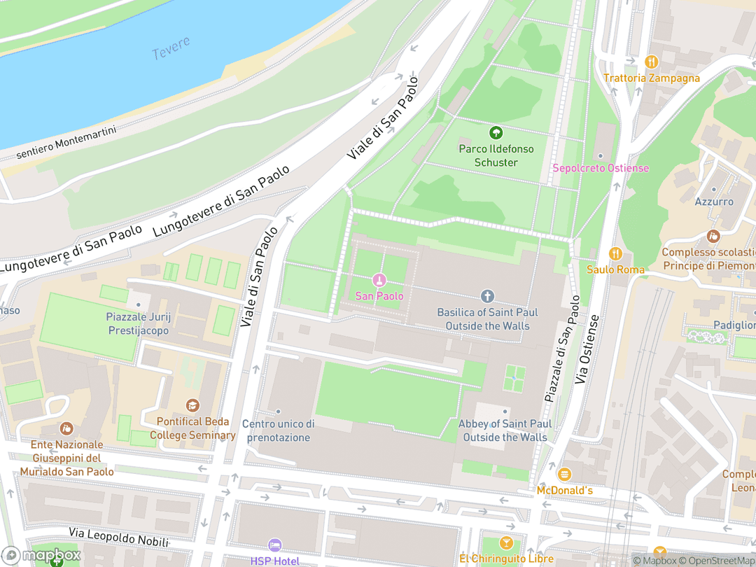 Map showing Basilica of Saint Paul Outside the Walls and surrounding area