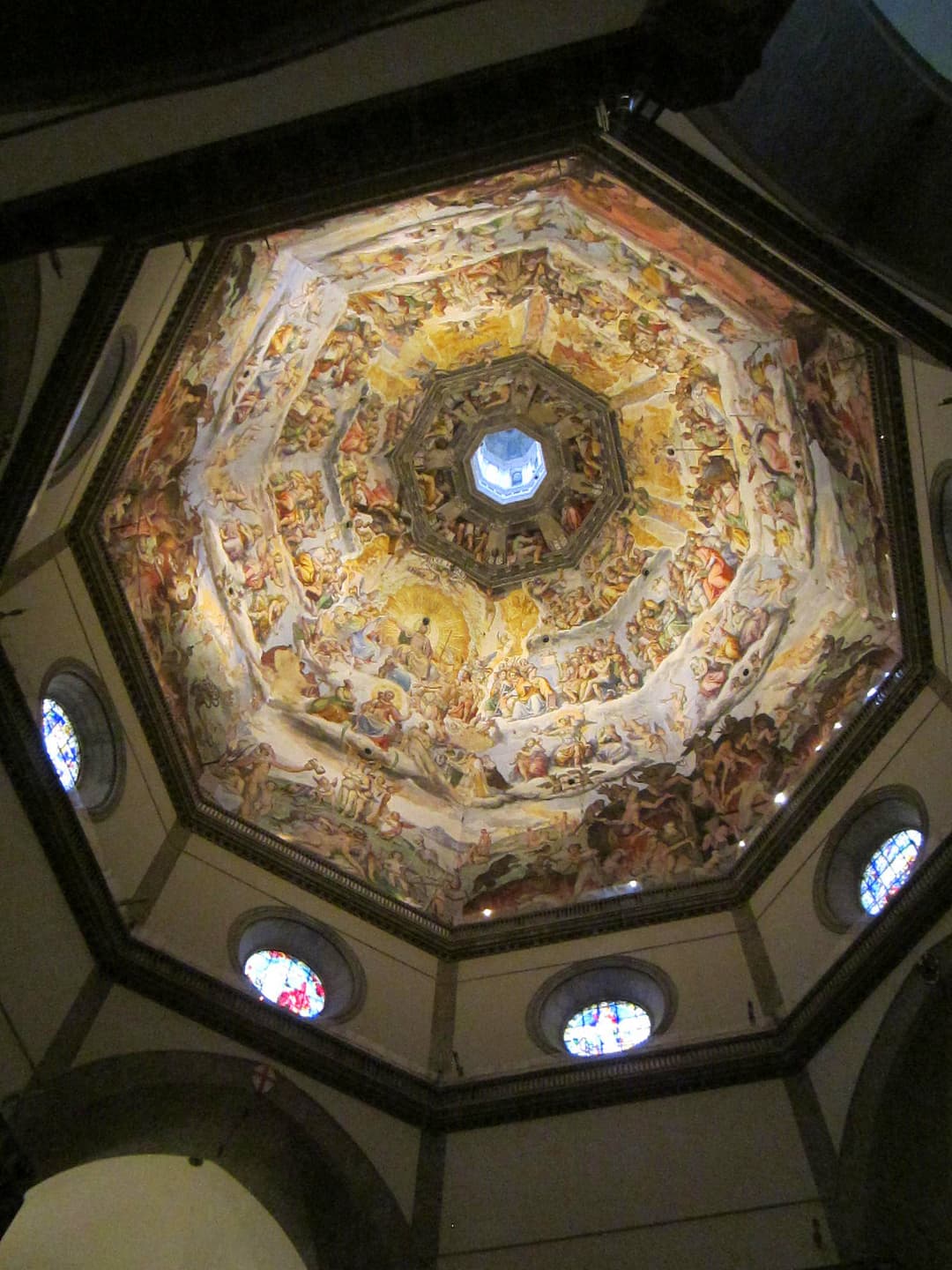 Interior view of The Last Judgment fresco inside the dome