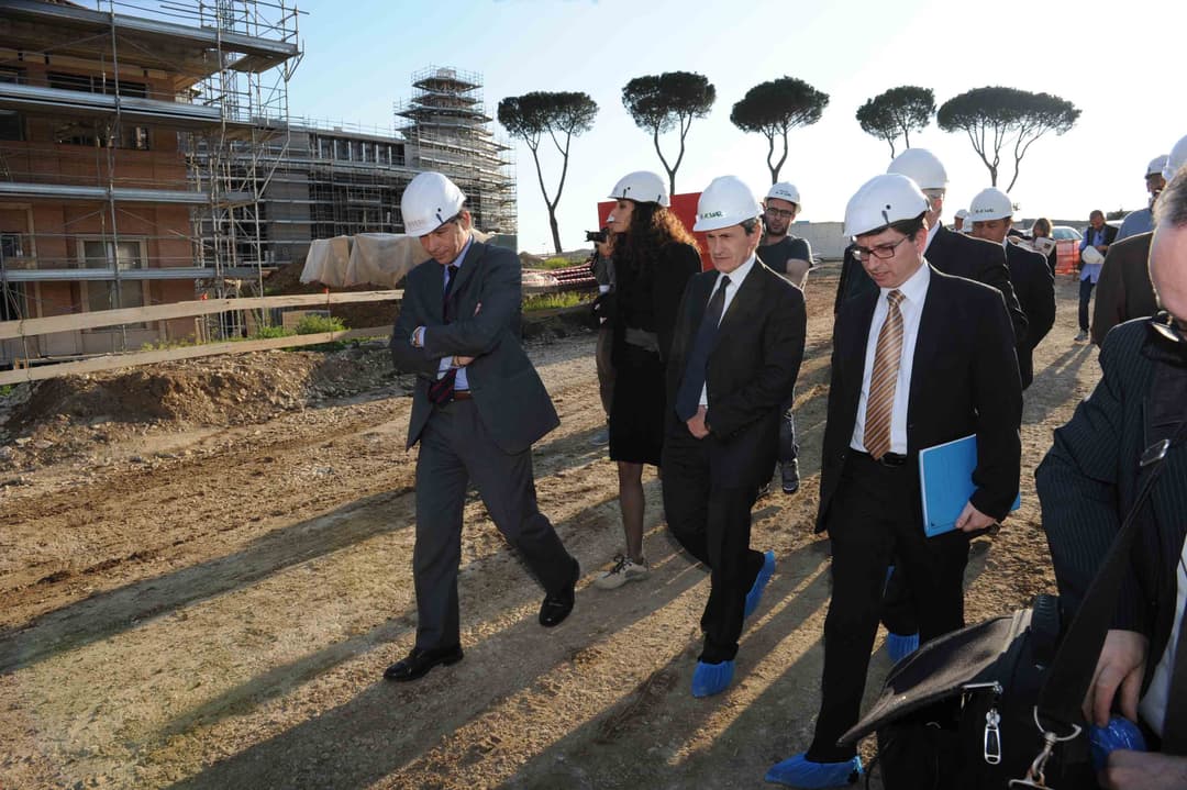 Concrete pillars rising during the temple's structural phase (2013)