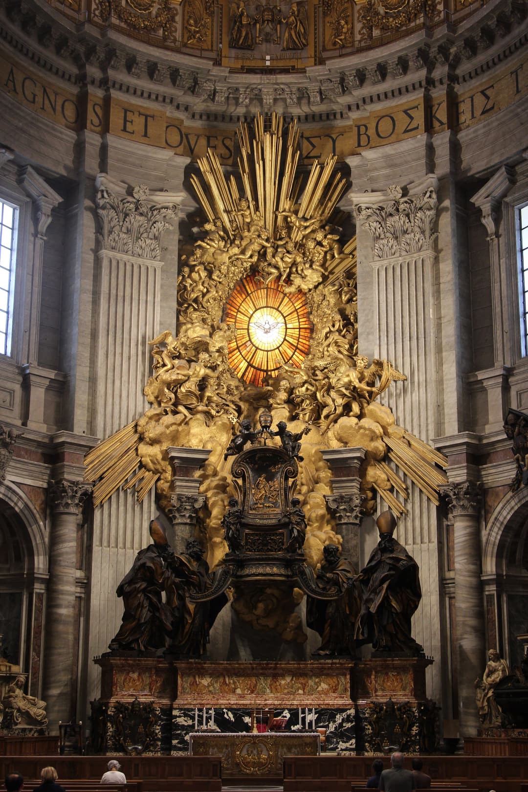 Interior view of Bernini's Cathedra Petri in St. Peter's Basilica.