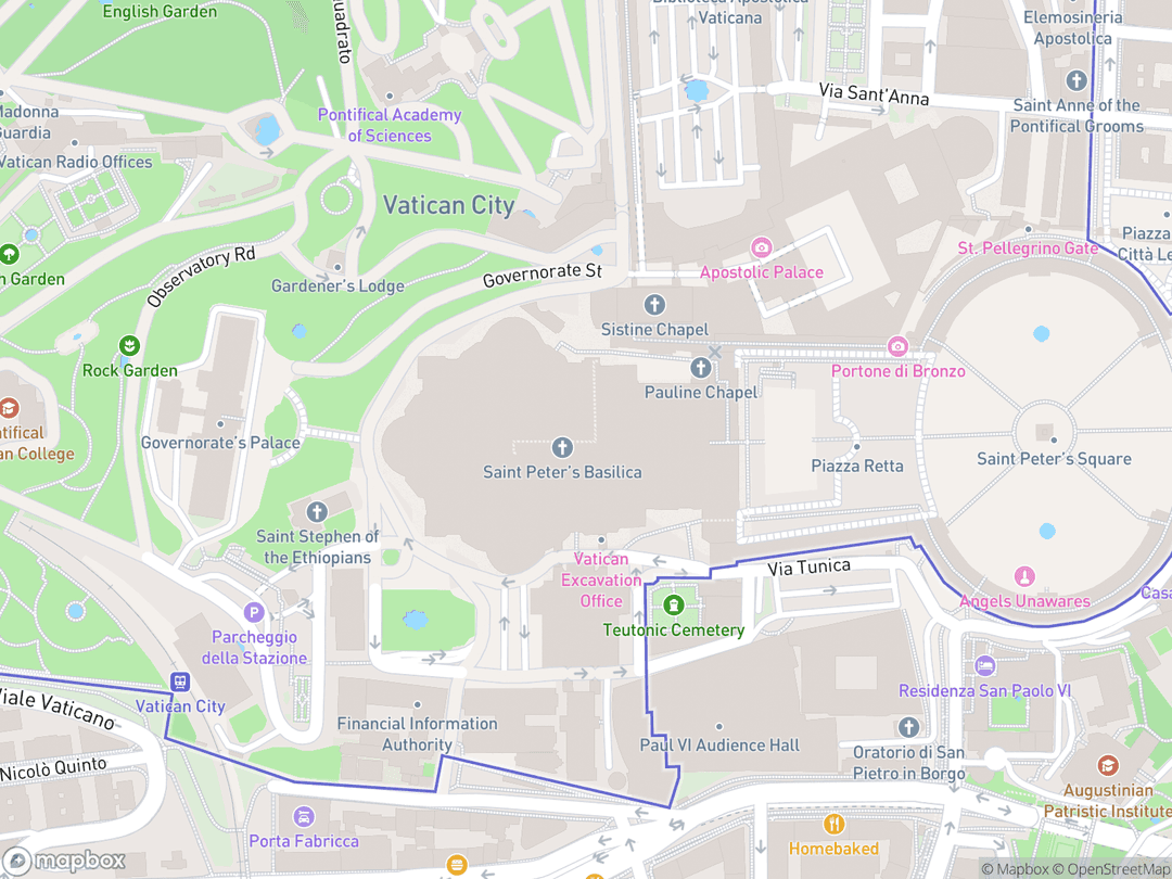 Map showing Basílica Papal de San Pedro en el Vaticano and surrounding area