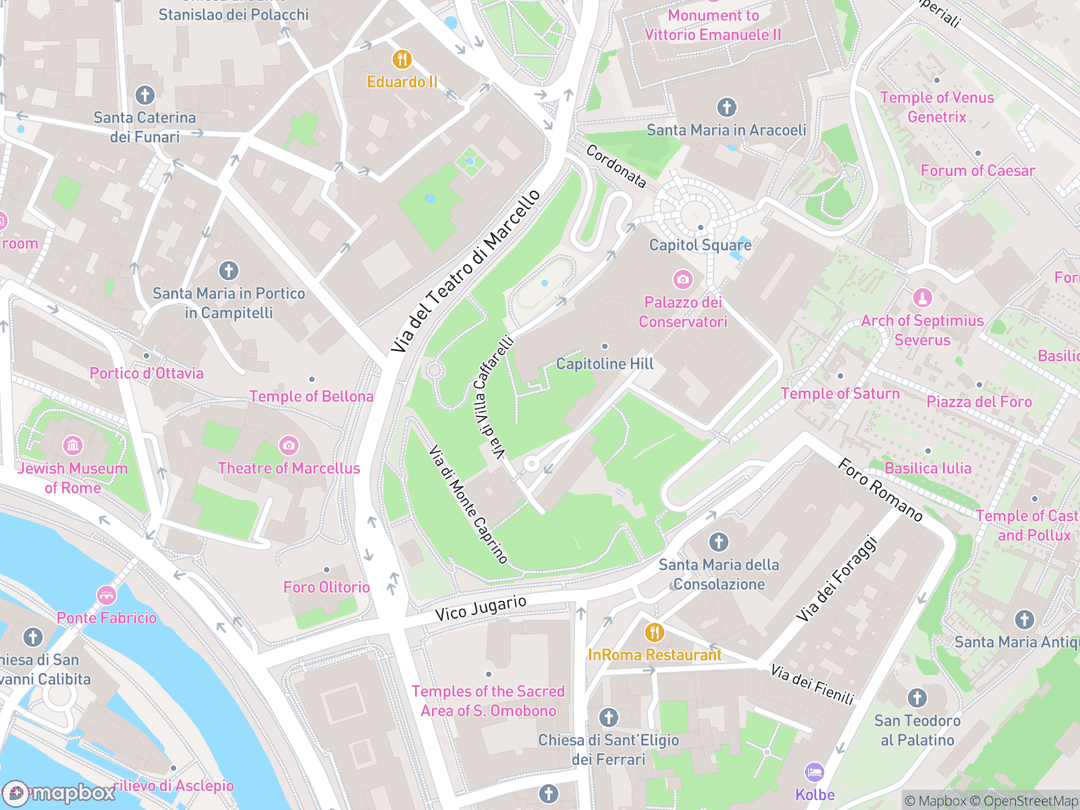Map showing Temple of Jupiter Optimus Maximus and surrounding area
