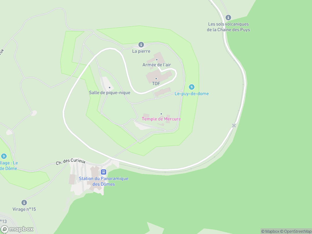 Map showing Temple of Mercury and surrounding area