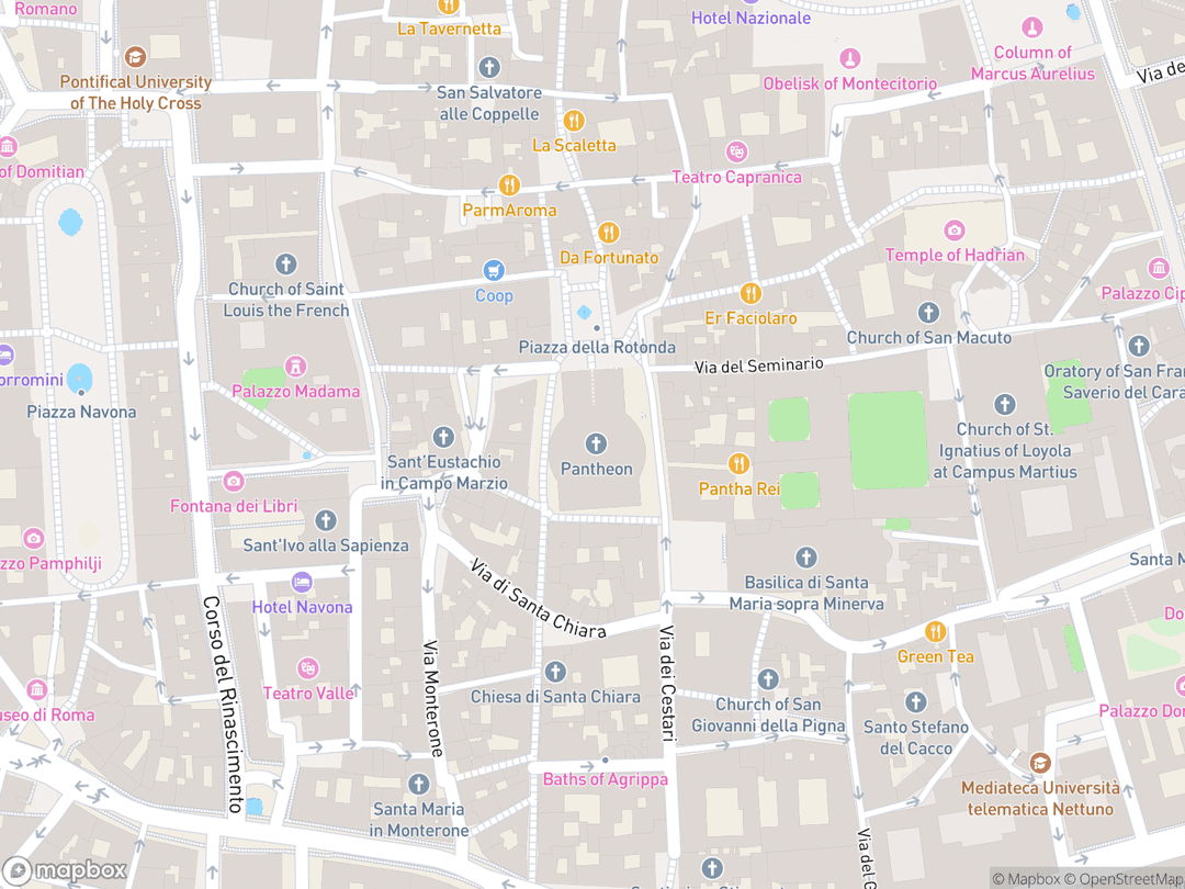 Map showing The Pantheon (Santa Maria ad Martyres) and surrounding area