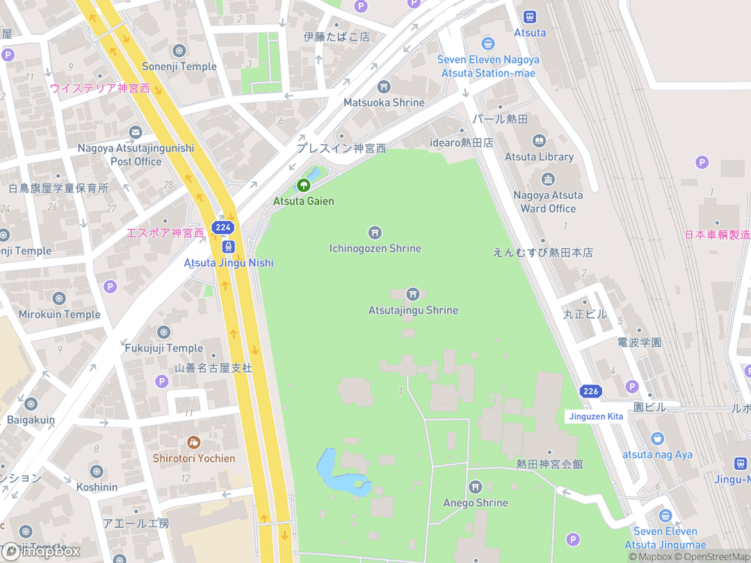 Map showing Atsuta Shrine and surrounding area