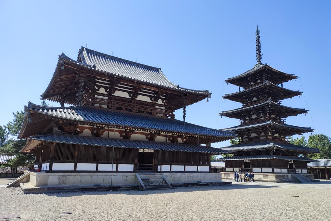 Golden Hall and five-story pagoda in the Western Precinct of Hōryū-ji