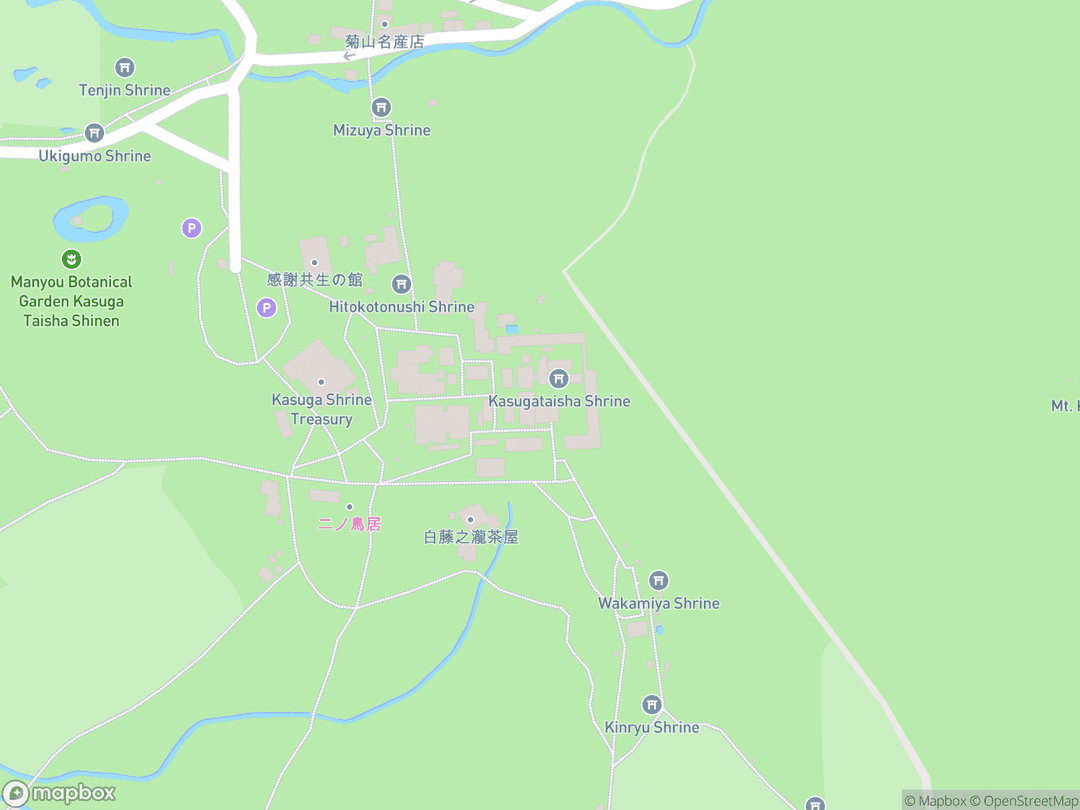 Map showing Kasuga Grand Shrine and surrounding area