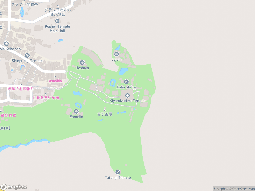 Map showing Kiyomizu-dera Temple and surrounding area