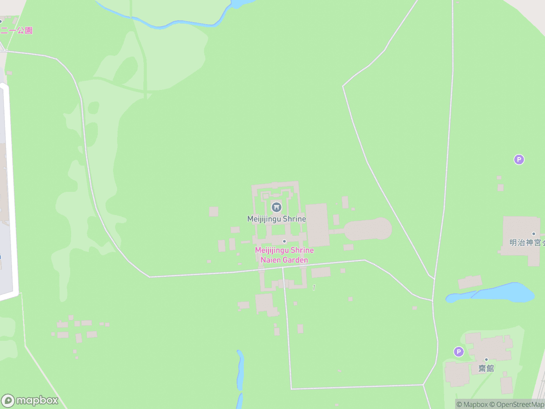 Map showing Meiji Shrine and surrounding area
