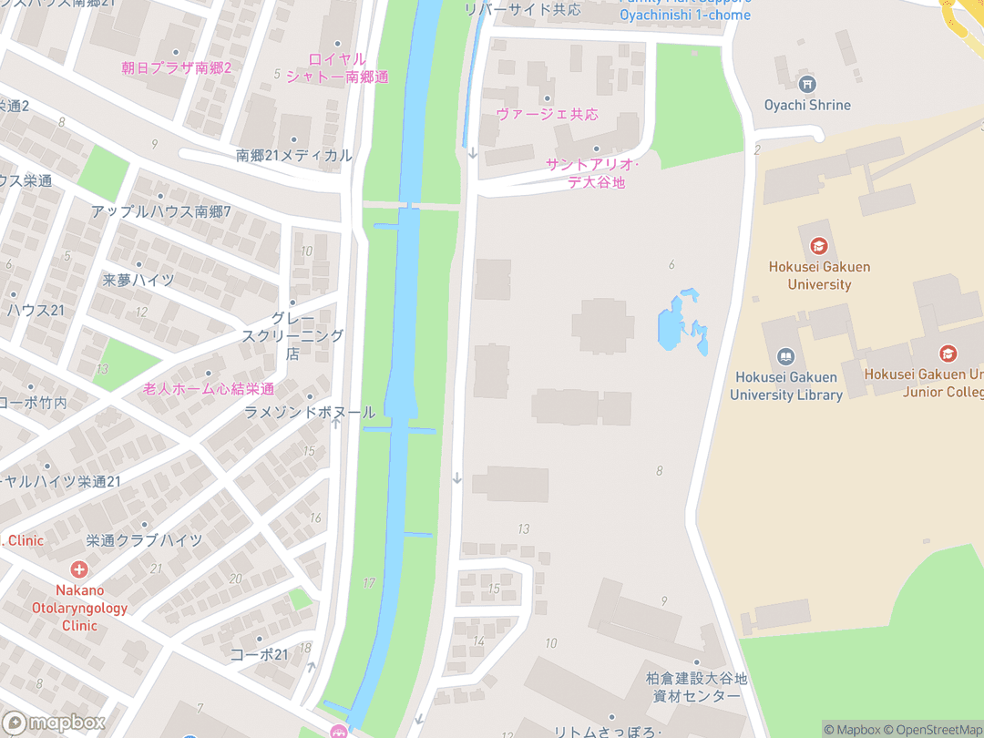 Map showing Sapporo Japan Temple and surrounding area