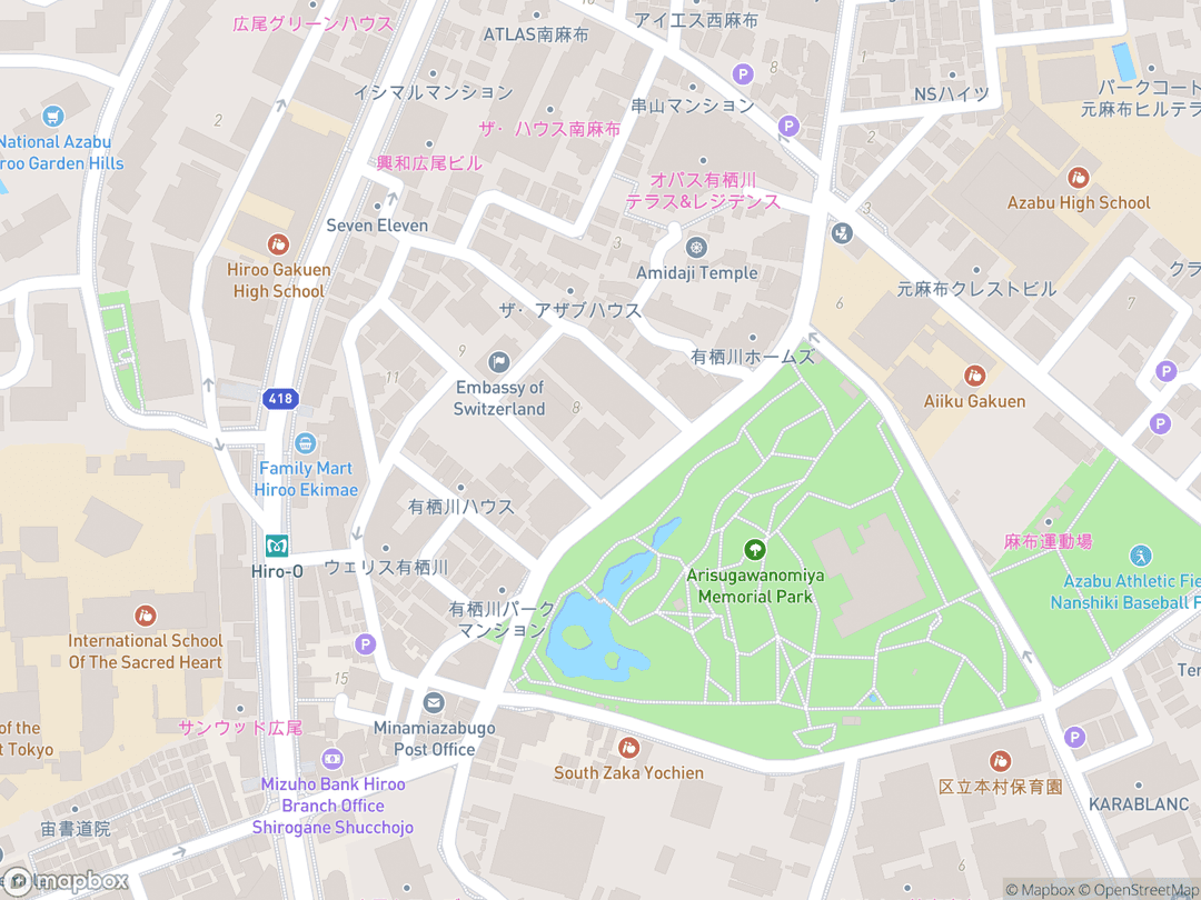 Map showing Tokyo Japan Temple and surrounding area