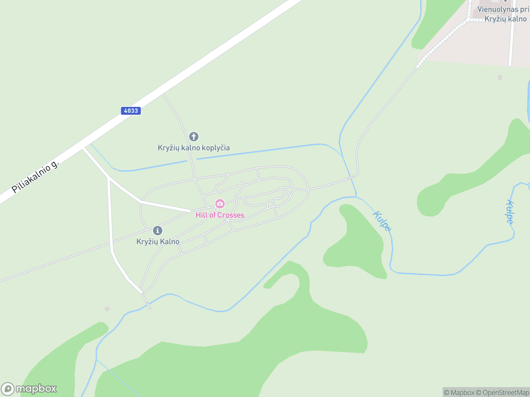 Map showing Hill of Crosses and surrounding area