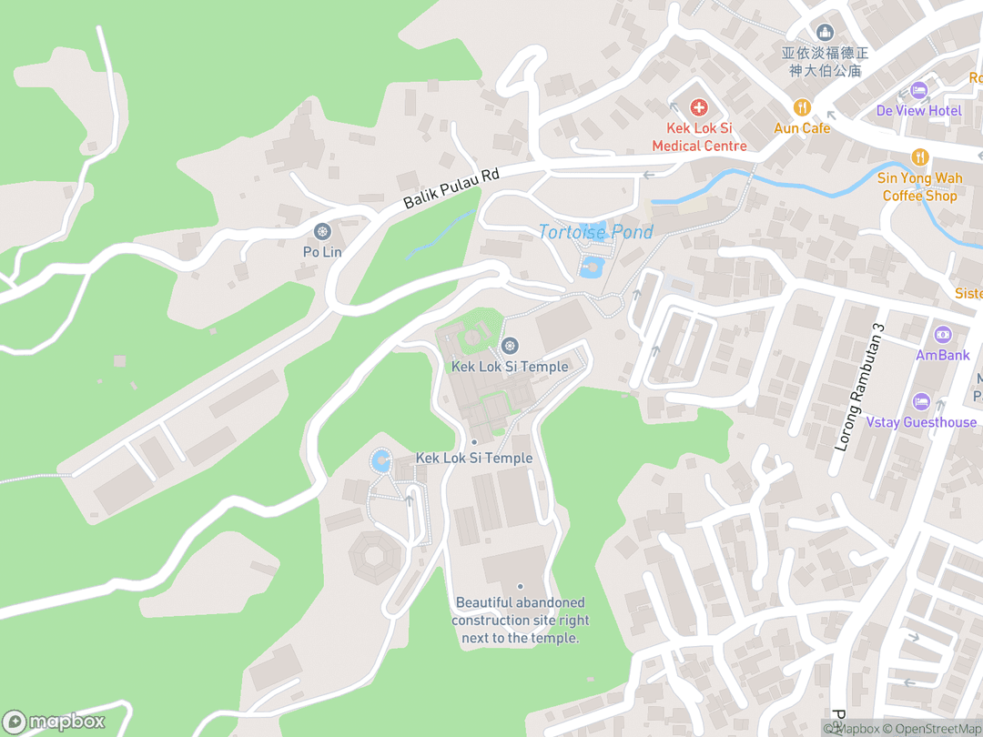 Map showing Kek Lok Si Temple and surrounding area
