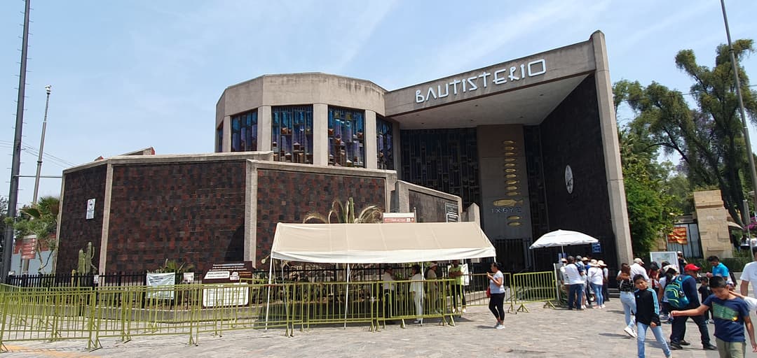 Exterior view of the Bautisterio at the Basilica of Guadalupe.
