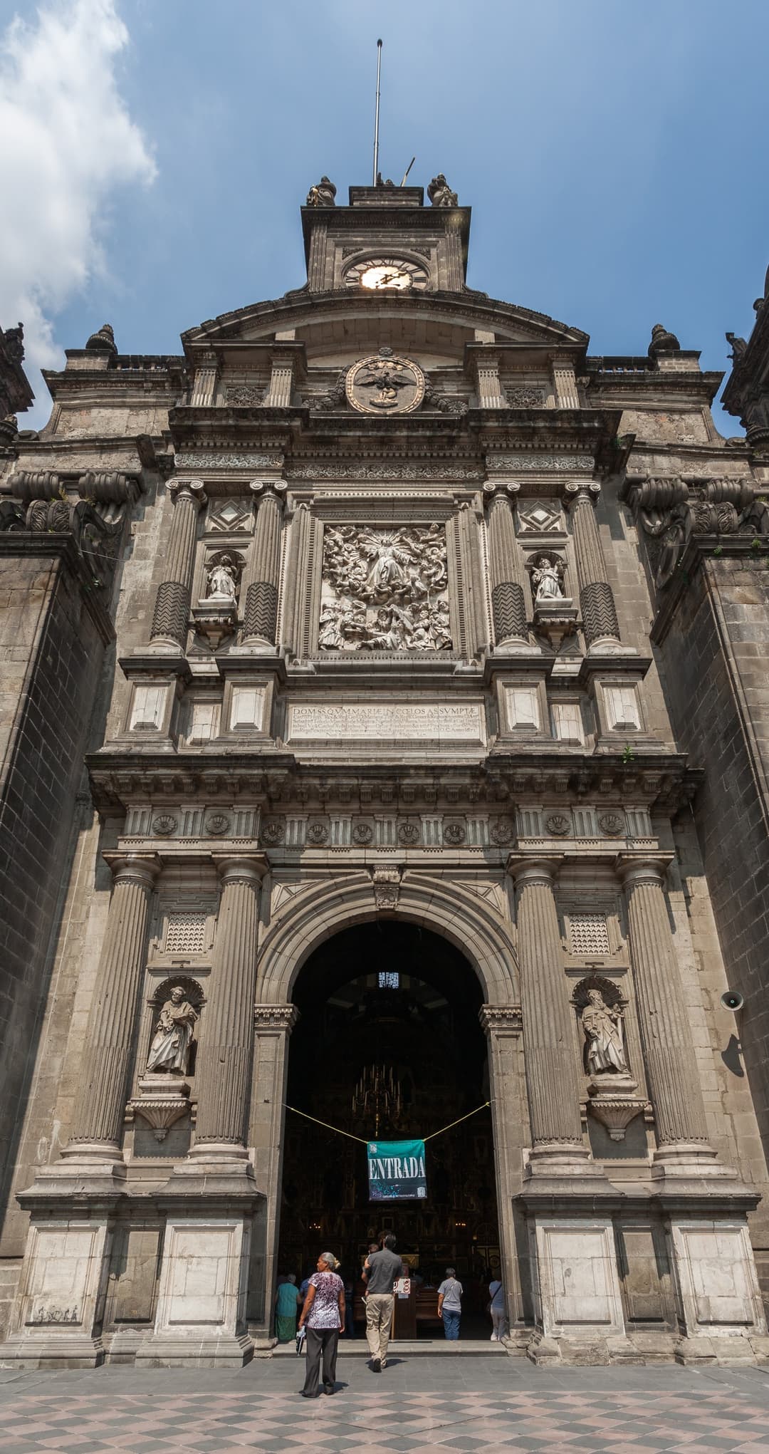 Main entrance portal of the Mexico City Metropolitan Cathedral.