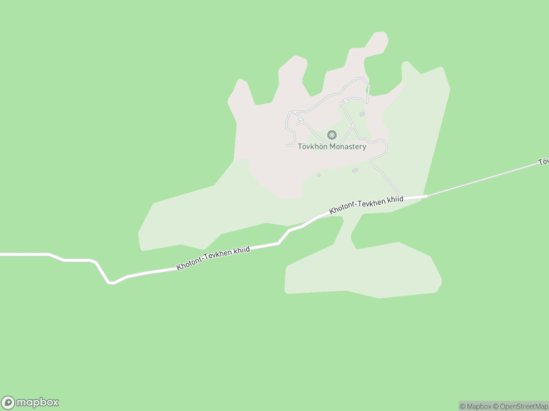 Map showing Tövkhön Monastery and surrounding area