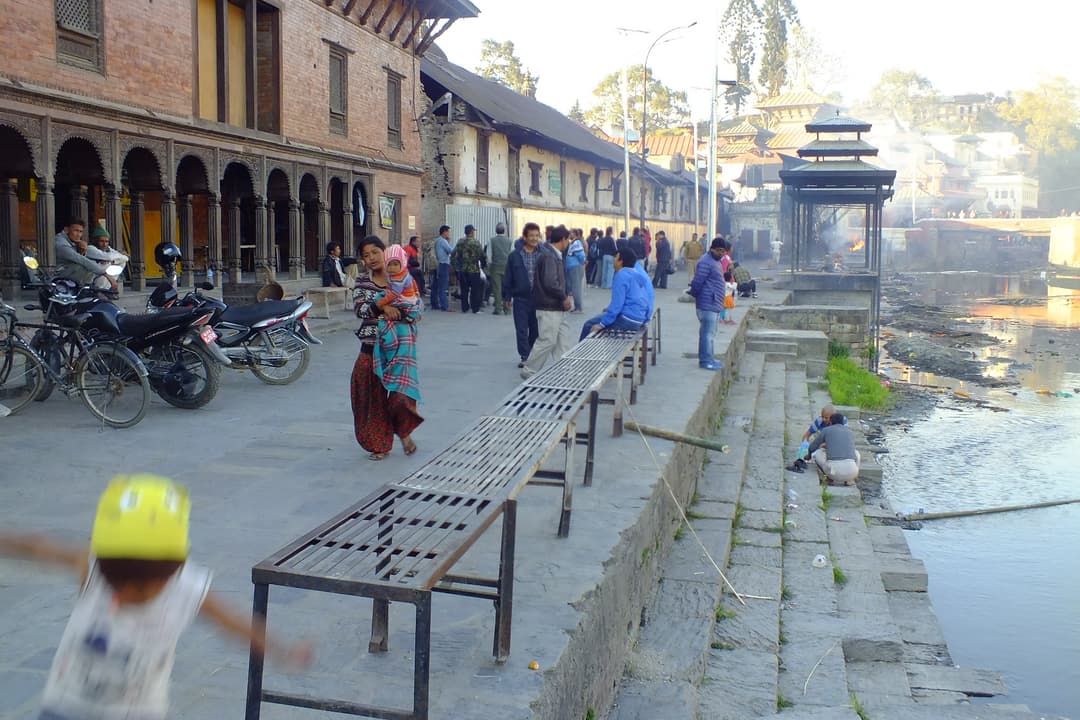 Riverside ghats along the Bagmati River at Pashupatinath Temple