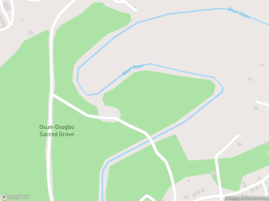 Map showing Osun-Osogbo Sacred Grove and surrounding area