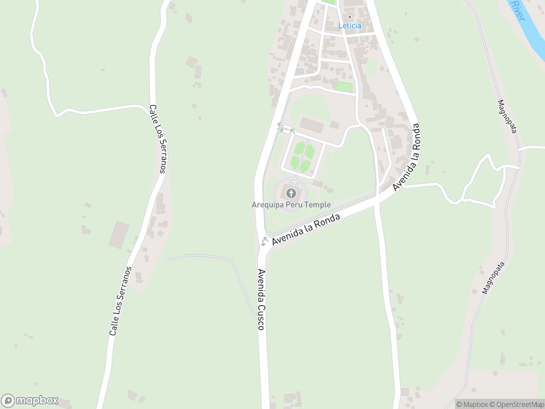 Map showing আরেকুইপা পেরু মন্দির and surrounding area