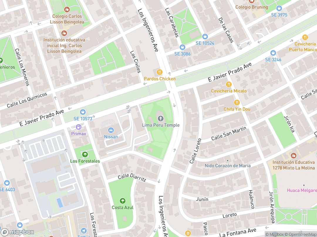 Map showing בית המקדש לימה פרו and surrounding area