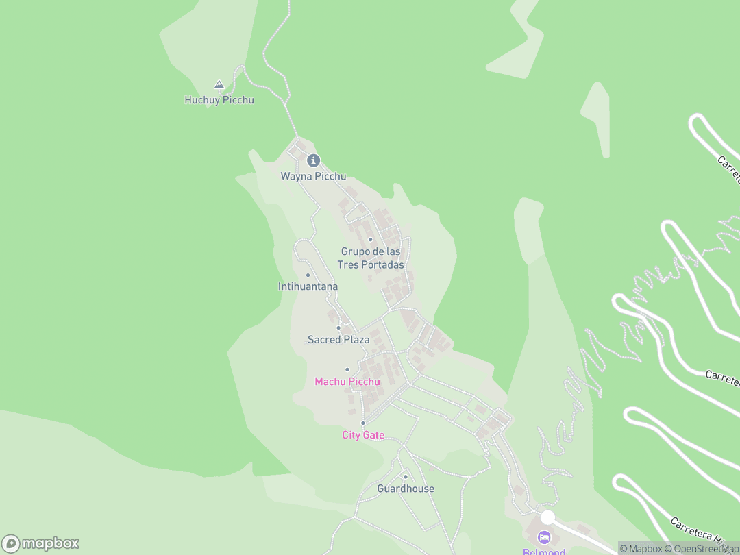 Map showing Machu Picchu and surrounding area
