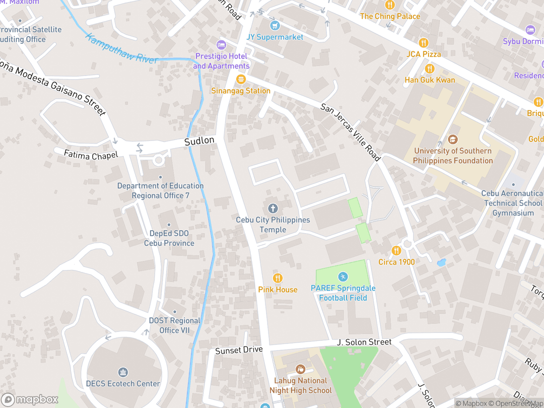 Map showing Cebu City Philippines Temple and surrounding area