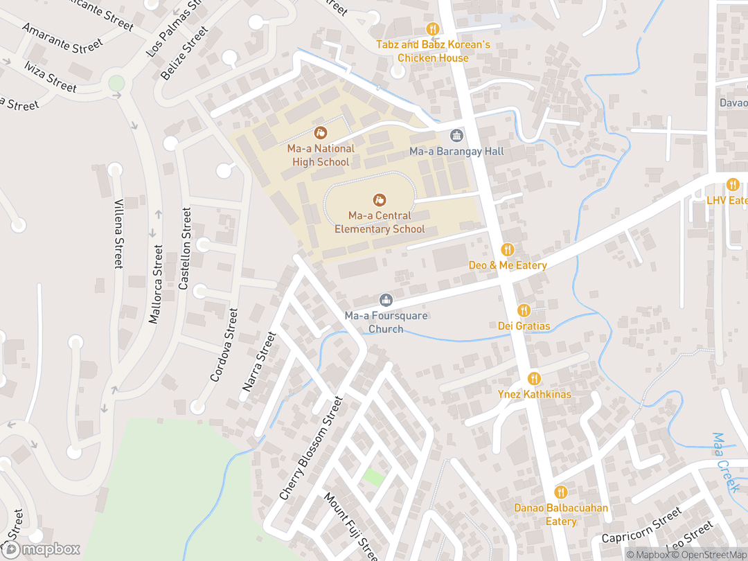 Map showing Davao Philippines Temple and surrounding area