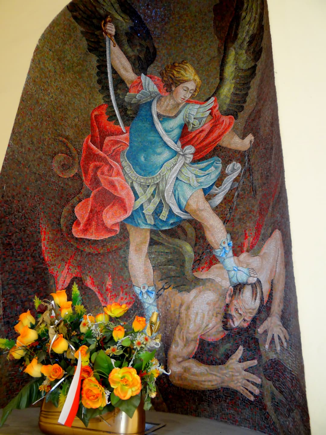 Mosaic of Saint Michael defeating Satan at Jasna Góra Monastery