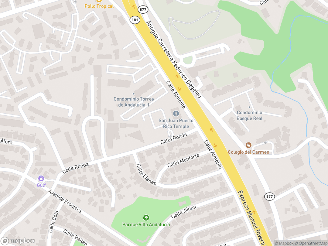 Map showing San Juan Puerto Rico Temple and surrounding area
