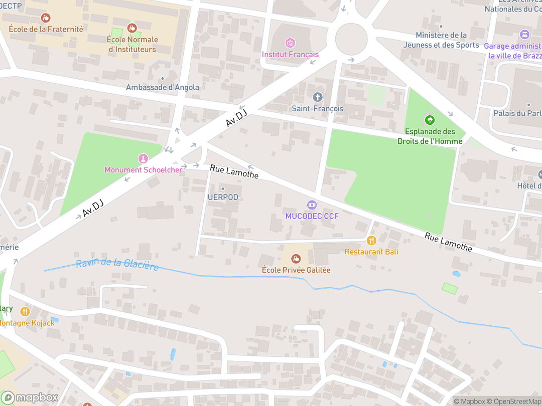 Map showing ব্রাজাভিল রিপাবলিক অব দ্য কঙ্গো টেম্পল and surrounding area