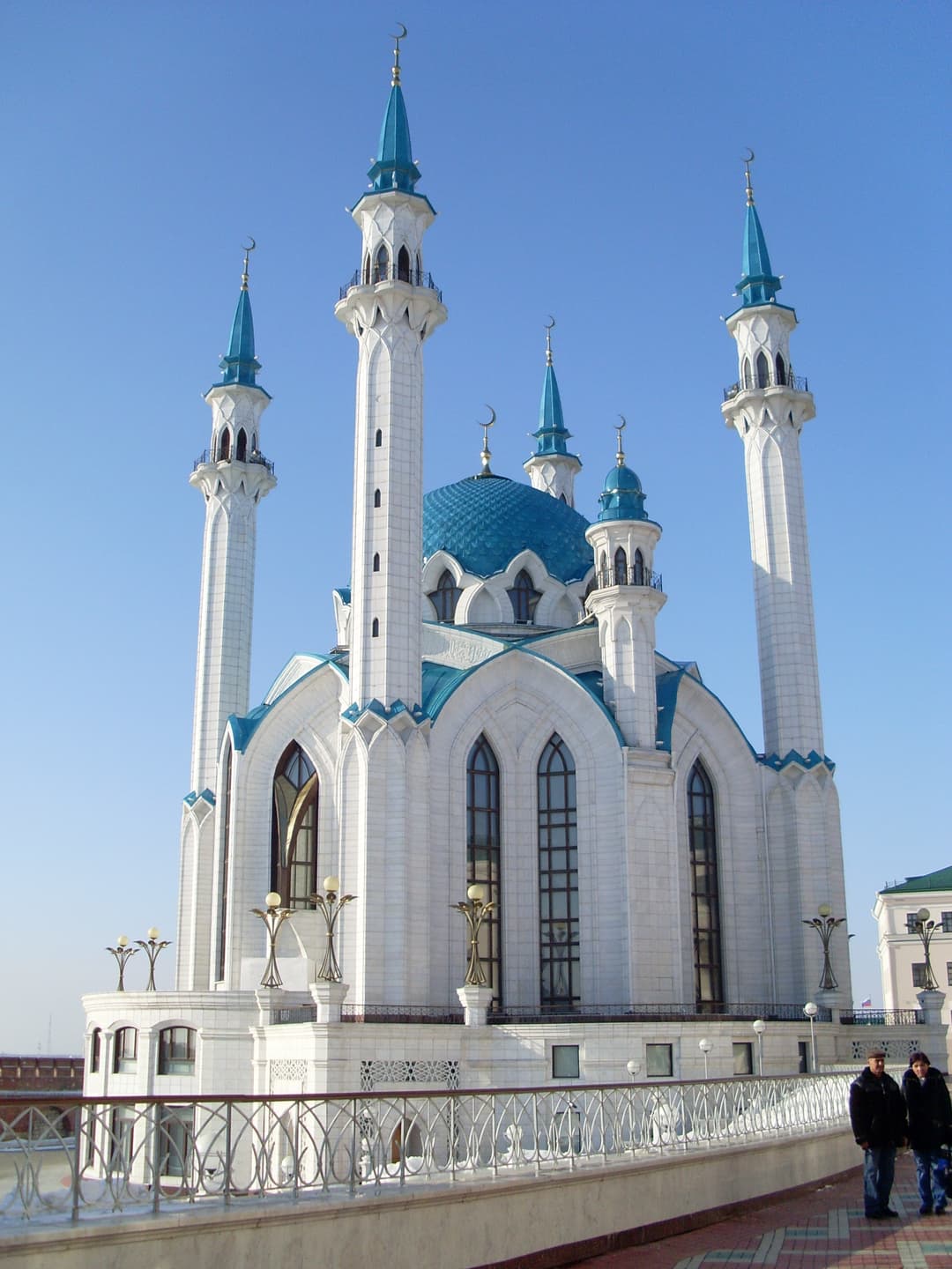 Kul Sharif Mosque with its turquoise domes and minarets in daylight