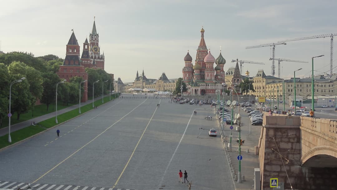Saint Basil's Cathedral and the Kremlin viewed from Vasilyevsky Spusk